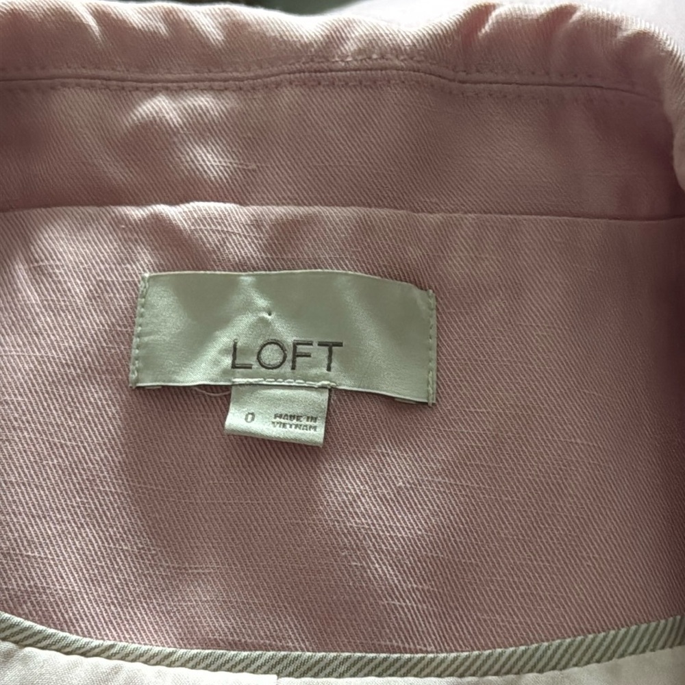 LOFT light pink blazer single button front lyocell linen‎ blend suit jacket Sz 0 - Picture 6 of 9